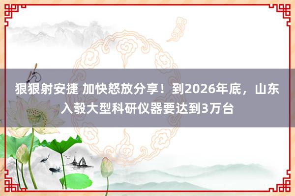 狠狠射安捷 加快怒放分享！到2026年底，山东入彀大型科研仪器要达到3万台