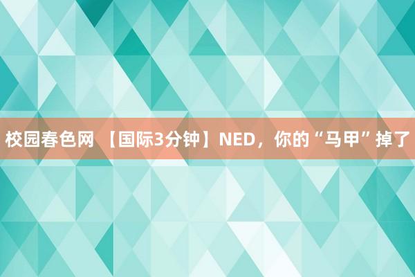 校园春色网 【国际3分钟】NED，你的“马甲”掉了