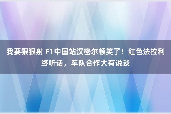 我要狠狠射 F1中国站汉密尔顿笑了！红色法拉利终听话，车队合作大有说谈