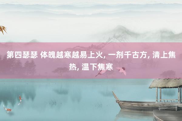 第四瑟瑟 体魄越寒越易上火, 一剂千古方, 清上焦热, 温下焦寒