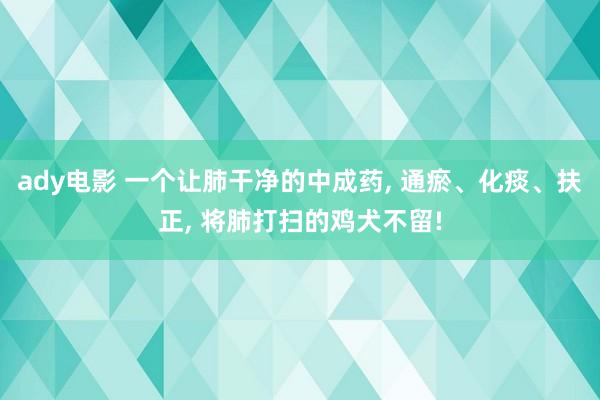 ady电影 一个让肺干净的中成药, 通瘀、化痰、扶正, 将肺打扫的鸡犬不留!