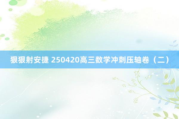 狠狠射安捷 250420高三数学冲刺压轴卷（二）