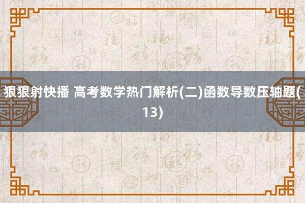 狠狠射快播 高考数学热门解析(二)函数导数压轴题(13)