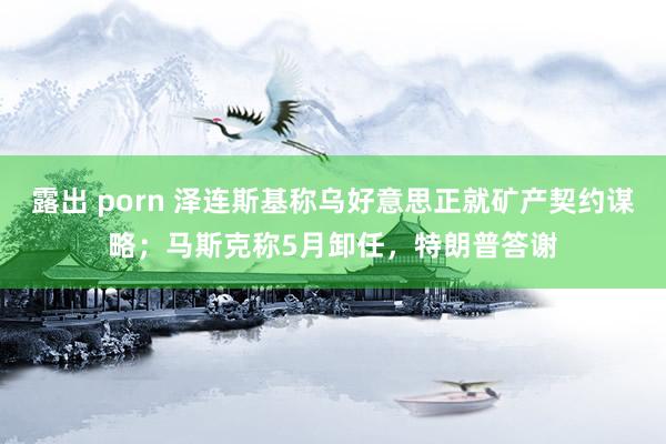 露出 porn 泽连斯基称乌好意思正就矿产契约谋略；马斯克称5月卸任，特朗普答谢