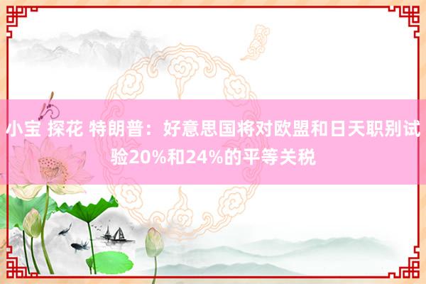 小宝 探花 特朗普：好意思国将对欧盟和日天职别试验20%和24%的平等关税
